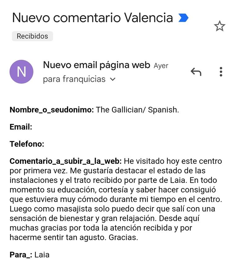 Comentario a masajista Laia 13.01.2024